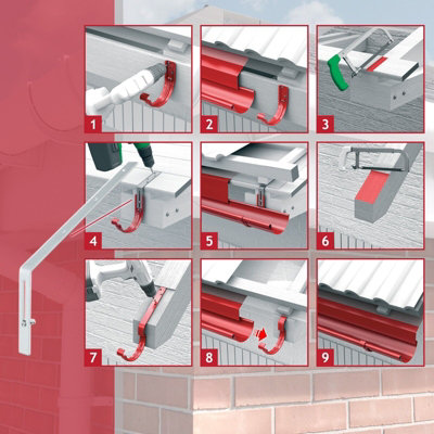 SPARES2GO Gutter Top Rafter Bracket Universal Galvanised Steel Fascia Support Fixings (Pack of 10, 300mm)