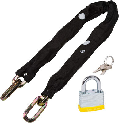 SPARES2GO Heavy Duty Hardened Steel Security Chain with Nylon Cover & Padlock (8mm x 3ft)
