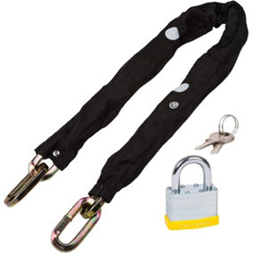 SPARES2GO Heavy Duty Hardened Steel Security Chain with Nylon Cover & Padlock (8mm x 3ft)