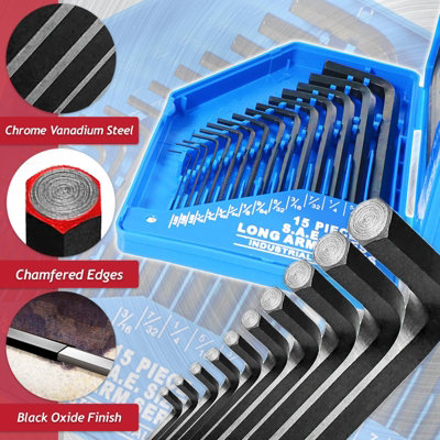 SPARES2GO Hex Key Set 30 Piece Long Short Arm Metric SAE Imperial ...
