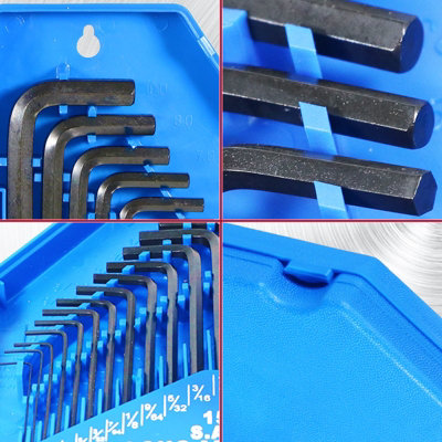 SPARES2GO Hex Key Set 30 Piece Long Short Arm Metric SAE Imperial ...