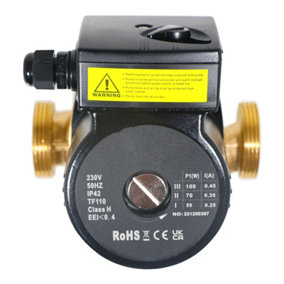 SPARES2GO Hot Water Circulator Pump Universal Bronze Circulation System (45W, 230V, 50Hz, 130mm)