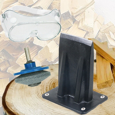 SPARES2GO Kindling Splitter Blade Sharpener Drill Attachment Safety