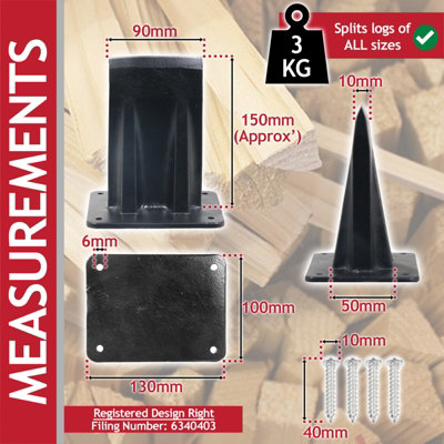 SPARES2GO Kindling Splitter Log Wedge Heavy Duty Wood Splitting ...