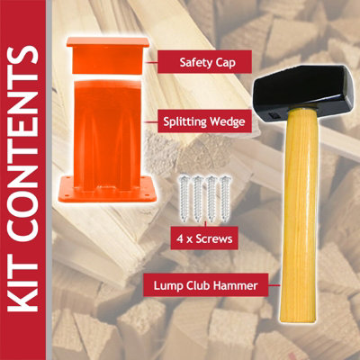 SPARES2GO Kindling Splitter Lump Hammer Log Firewood Splitting Heavy ...