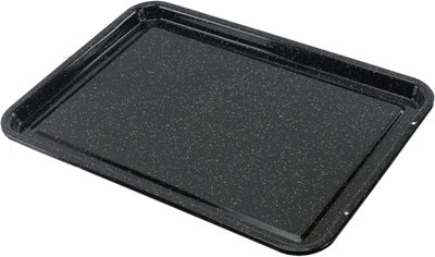 Spares2go witte gespikkelde glasachtige emaille diep roosteren tin oven bakplaat (Pack van 2