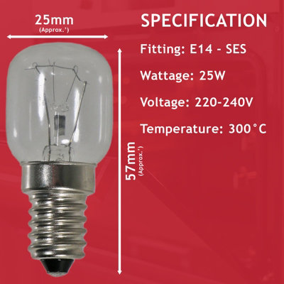 SPARES2GO Light Bulb Lamp For Oven Cooker (25w, SES, E14) 2 X Bulbs Lamps
