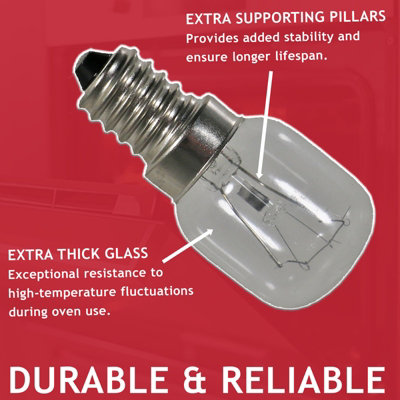 SPARES2GO Light Bulb Lamp for Oven Cooker 25w SES E14 2 x Bulbs Lamps