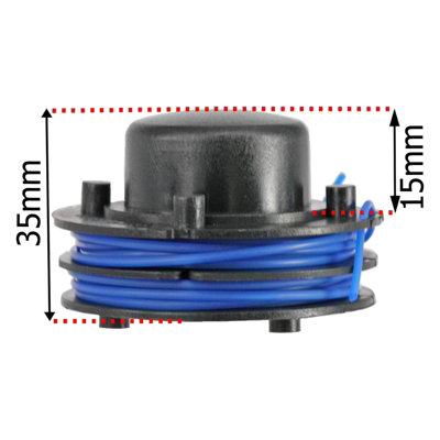 SPARES2GO Faden & Spule – 2 Stück, Kompatibel Mit MacAllister GT2535S & MGTP300P Rasentrimmer (1,5 Mm X 2,5 M)