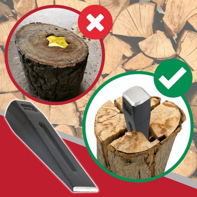 SPARES2GO Log Splitter Blade Sharpener Kit 1.5KG 8" Wood Splitting Timber Chisel Wedges + Drill Attachment