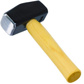 SPARES2GO Lump Club Sledge Hammer Heavy Duty Hickory Wood Shaft Hardened Steel Head Long Grip Handle (4lb / 2kg)