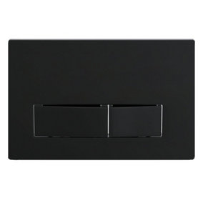 SPARES2GO Luxury Concealed Toilet Cistern Flush Plate Kit for Wall Hung Frame (Matt Black, 245mm x 165mm)