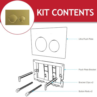 SPARES2GO Luxury Flush Plate Kit for Concealed Toilet Cistern Wall Hung Frame (Brushed Brass, 245mm x 165mm)