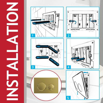 SPARES2GO Luxury Flush Plate Kit for Concealed Toilet Cistern Wall Hung Frame (Brushed Brass, 245mm x 165mm)