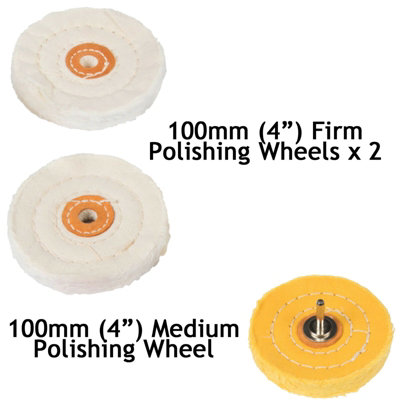 SPARES2GO Metal Cleaning Polishing Buffing Wheel & Compound Polish Kit for Drill 7 Pce Set