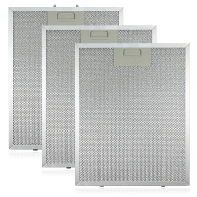 SPARES2GO Metal Mesh Cooker Hood Filter Extractor Fan Vent 320 x 260mm 3 x Filters