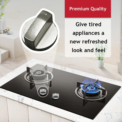 SPARES2GO Metal Oven Knob UNIVERSAL Silver Control Switch Cooktop Stove ...