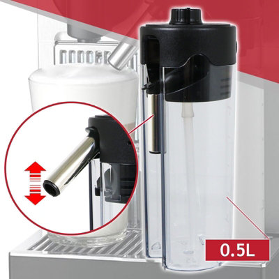SPARES2GO Milk Container compatible with DeLonghi, fits Nespresso ECAM610.55.SB EN750.MB Coffee Machine (0.5L)
