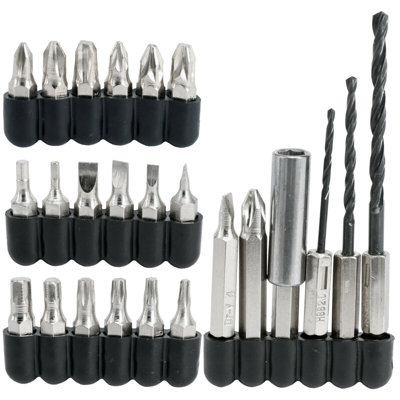 SPARES2GO Mini Rechargeable Cordless Electric Screwdriver Drill Power Tool Charger + Bits (26 Piece Set)