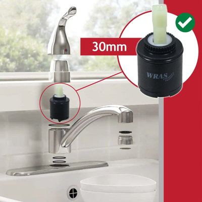 SPARES2GO Mixer Tap Cartridge 30mm Single Monobloc Sink Basin Bath Hot Cold Water Valve