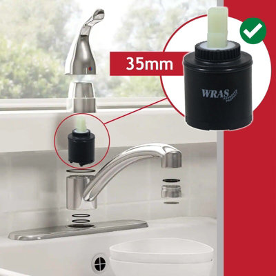 SPARES2GO Mixer Tap Cartridge 35mm Single Monobloc Sink Basin Bath Hot Cold Water Valve (Pack of 2)