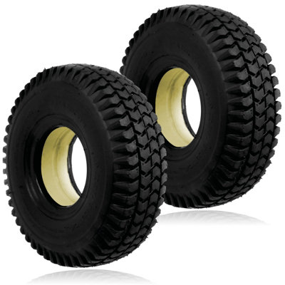 SPARES2GO Mobility Scooter Tyre 3.00 x 4 Solid Block Tread 300-4 300x4 260x85 PU Fill x 2