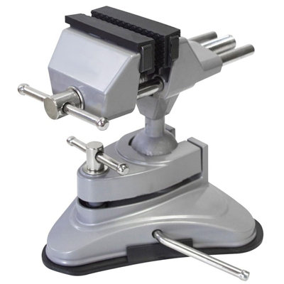 SPARES2GO Multi Angle Swivel Head Table Top Vice Clamp with Suction Base (70mm Jaws)