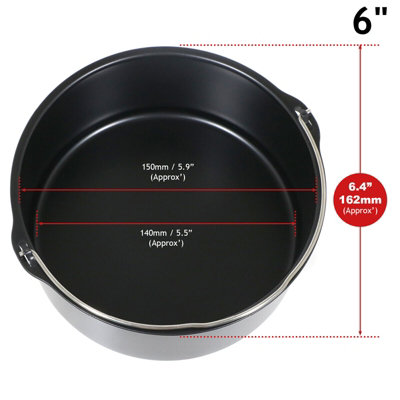 SPARES2GO Non Stick Bread Cake Baking Tin with Handle for Air Fryer Multi Cooker (6")