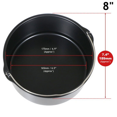 SPARES2GO Non Stick Bread Cake Baking Tin with Handle for Air Fryer Multi Cooker (8")