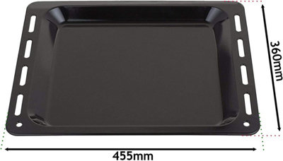 SPARES2GO Oven Baking Tray Large Enamelled Pan Cooker Stove (448mm x 360mm x 25mm)