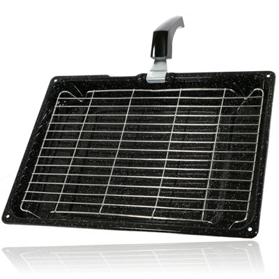 SPARES2GO Oven Grill Pan UNIVERSAL Large Cooker Tray Rack + Handle Set ...
