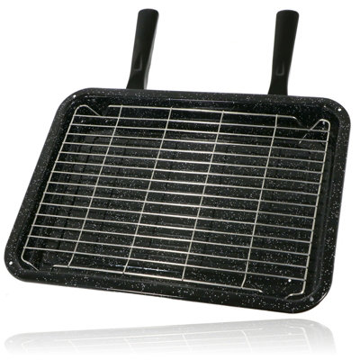 SPARES2GO Oven Grill Pan UNIVERSAL Large Dual Handles Fits Most Cookers