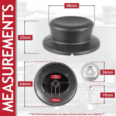 SPARES2GO Pan Lid Knob Handle Kitchen Heat Resistant Cookware Black ...