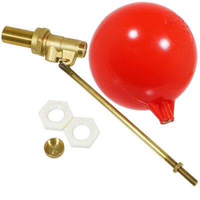 SPARES2GO Part 1 Valve 1/2" High Pressure Side Entry Toilet Cistern Ballcock + 6" Ball Float Kit