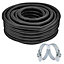 SPARES2GO Pond Hose Flexible Marine Filter Pipe Corrugated  + 2 Clamp Clips (25mm, 5M)