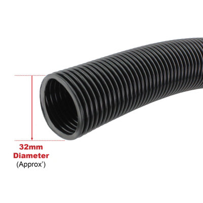 SPARES2GO Pond Hose Flexible Marine Filter Pipe Corrugated  + 2 Clamp Clips (32mm, 15M)