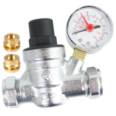 DN15 1/2" Brass Water Pressure Reducing Regulator Valve - Indoor/Outdoor, Gold