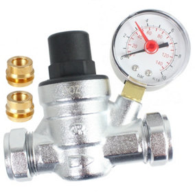 SPARES2GO Pressure Reducing Regulator Valve for 22mm & 15mm Copper Piping