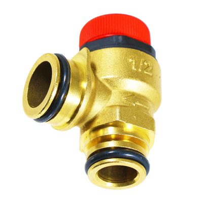 SPARES2GO Pressure Relief Valve for Worcester Bosch Greenstar Boiler 3 Bar 1/2" BSP Push Fit Brass Safety PRV