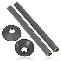 SPARES2GO Radiator Pipe Covers Shroud Collars Sleeve Anthacite Grey 15mm x 200mm
