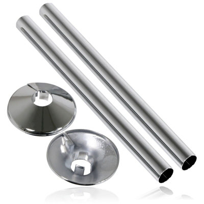 SPARES2GO Radiator Pipe Covers Shroud Collars Sleeve Chrome Silver 15mm ...