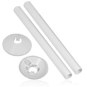 SPARES2GO Radiator Pipe Covers Shroud Collars Sleeve White 15mm x 200mm