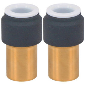 SPARES2GO Radiator Valve 15mm x 10mm Anthracite Pushfit Reducing Straight Speed Fit Compression Stem Valves (Pack of 2)