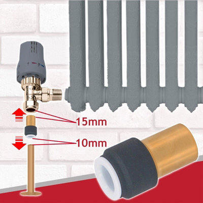SPARES2GO Radiator Valve 15mm x 10mm Anthracite Pushfit Reducing ...