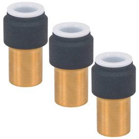 SPARES2GO Radiator Valve 15mm x 10mm Anthracite Pushfit Reducing Straight Speed Fit Compression Stem Valves (Pack of 3)