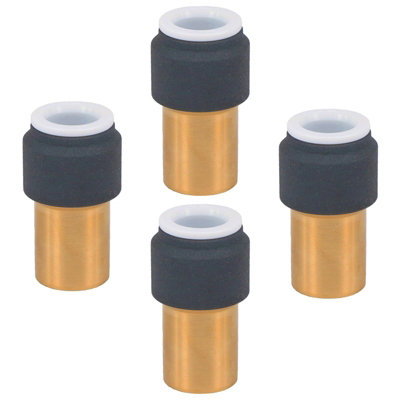 SPARES2GO Radiator Valve 15mm x 10mm Anthracite Pushfit Reducing Straight Speed Fit Compression Stem Valves (Pack of 4)