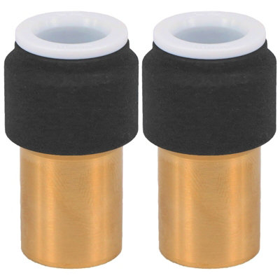 SPARES2GO Radiator Valve 15mm x 10mm Black Pushfit Reducing Straight Speed Fit Compression Stem Valves (Pack of 2)