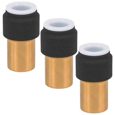 SPARES2GO Radiator Valve 15mm x 10mm Black Pushfit Reducing Straight Speed Fit Compression Stem Valves (Pack of 3)