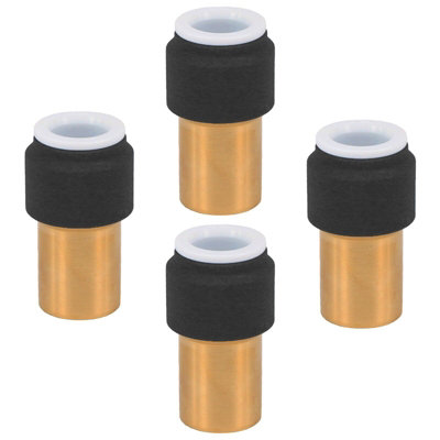 SPARES2GO Radiator Valve 15mm x 10mm Black Pushfit Reducing Straight Speed Fit Compression Stem Valves (Pack of 4)