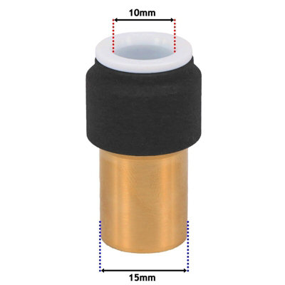 SPARES2GO Radiator Valve 15mm x 10mm Black Pushfit Reducing Straight ...